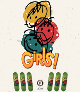 A vibrant green Sneeze Foundation Skateboard with bold artwork by Tod Swank, showcasing a blend of style and performance
