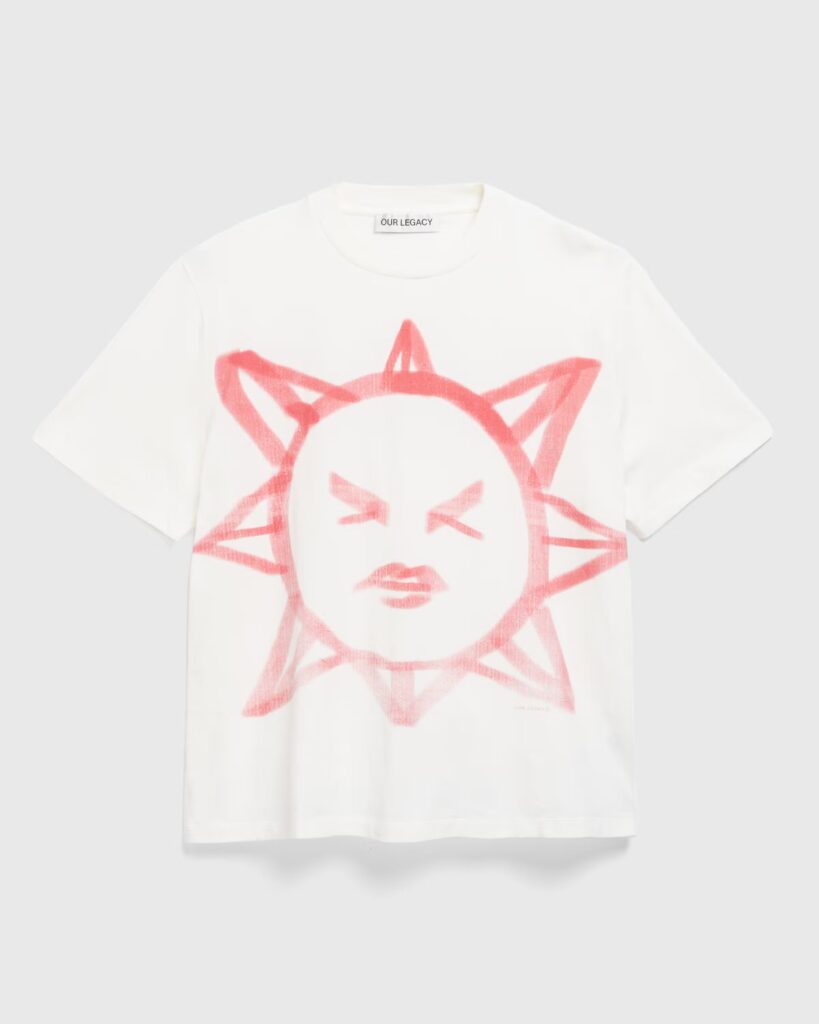 Our Legacy Squinting Sun Legacy Jersey Box T-Shirt, featuring a unique print, relaxed fit, and high-quality Portuguese craftsmanship