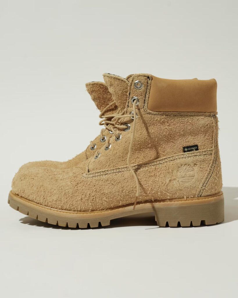 A pair of Timberland boots made with hairy suede and GORE-TEX technology, blending bespoke materials and rugged design