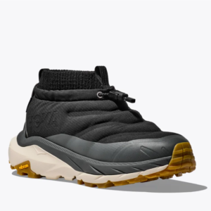 Hoka Kaha 2 Frost Moc GTX all-gender hiking shoe featuring GORE-TEX membrane, fleece collar, and Vibram sole