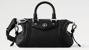 Close-up of the Louis Vuitton Biker Bag, showcasing its biker jacket-inspired details, premium leather, and subtle LV monogram