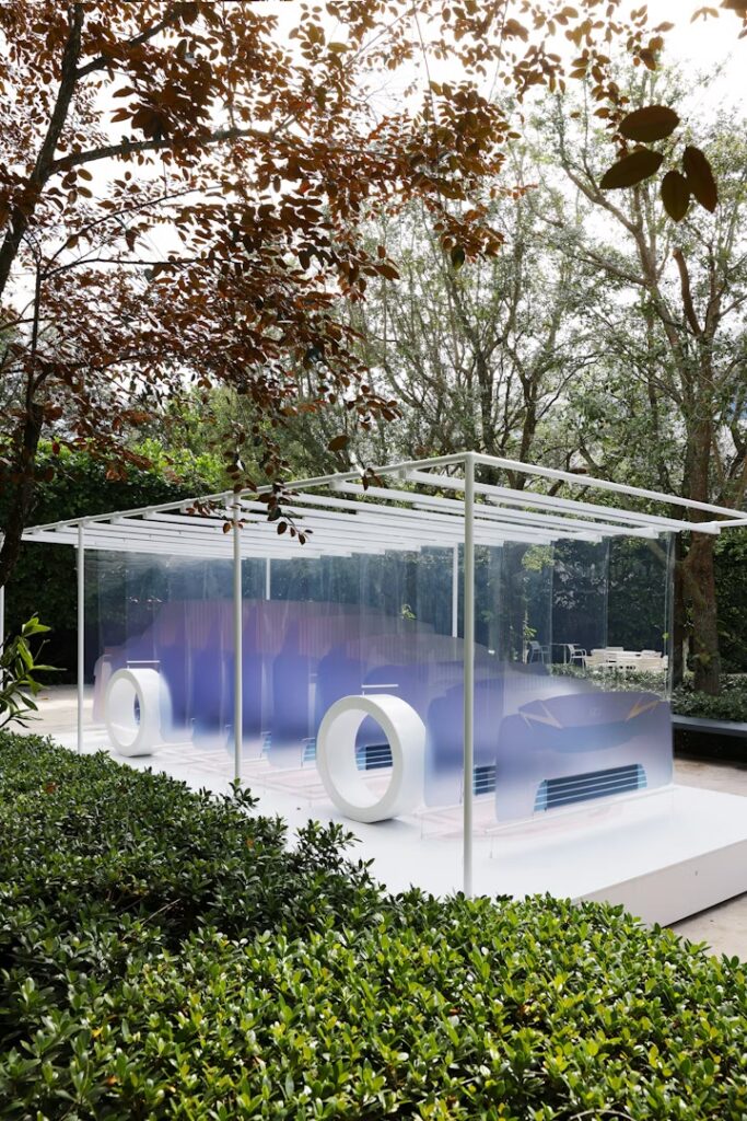 A solar-powered Lexus installation at Design Miami, showcasing the future of electrification through art and sustainability