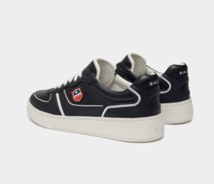 Bally Raised Shoe in Navy Blue and White featuring premium calfskin leather, panelled design, and perforated toe box