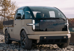 A pioneering 3-in-1 electric vehicle showcasing its ability to transform between car, truck, and van configurations