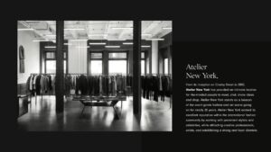 Atelier New York City: An amalgamation of luxurious boutiques, high-end design showrooms, and creative workshops showcasing the city's vibrant and upscale art, design, and fashion culture