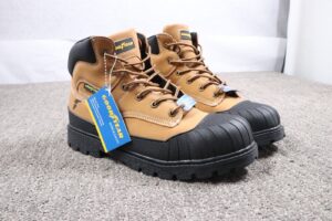 Goodyear Steel Toe Work Boots in brown and black, showcasing their premium design and safety features
