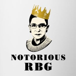 Ruth Bader Ginsburg portrait with "Notorious RBG" text overlay