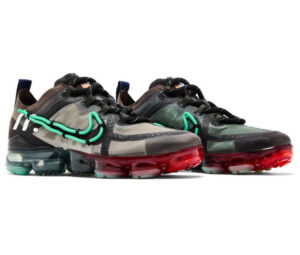Cactus Plant Flea Market x Nike Air VaporMax 2019 sneaker with mismatched colors and bold oversized lettering