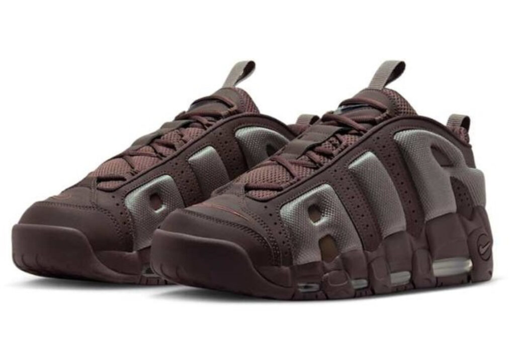 Nike Air More Uptempo Low sneakers featuring bold “AIR” branding, visible Air cushioning, and a low-cut silhouette