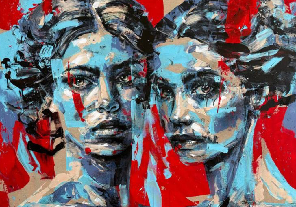 Abstract oil painting of a ballet dancer in motion by Mario Henrique, blending expressive strokes and vibrant energy