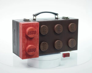 LEGO-inspired leather handbag by Han Ji-soo of Hahns Atelier, featuring colorful leather and iconic brick design