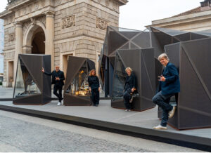 Interior of the CUPRA Design House at Milan Design Week 2025 featuring immersive lighting and material-based installations