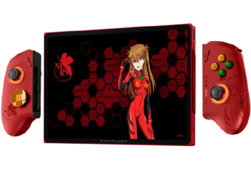 OneXPlayer Youxia X1 Pro EVA Limited Edition handheld PC in red Unit-02 colorway with Evangelion-inspired design
