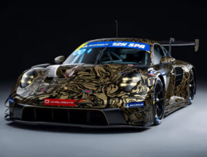 Next-gen Porsche 911 GT3 R race car on track at Spa-Francorchamps during the 12H endurance test with Herberth Motorsport