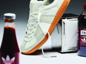 END. x adidas Originals BW Army ‘Chip Shop’ sneaker featuring fish scale textures, chip-inspired laces, and gum sole