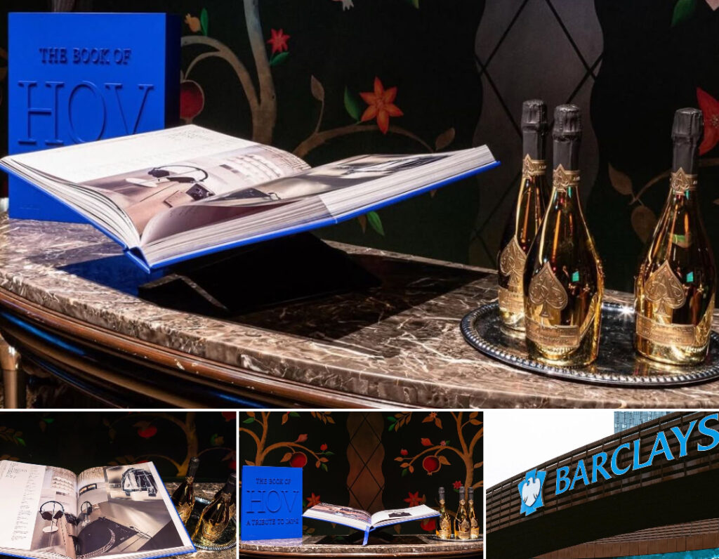 Guests at Brooklyn’s Crown Club raising glasses of Armand de Brignac Brut Gold during The Book of Hov VIP preview