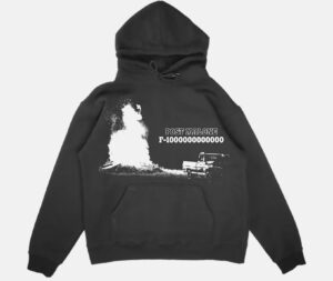 Post Malone F-1 Trillion hoodie in charcoal gray with minimalist design, worn by a fan at a concert