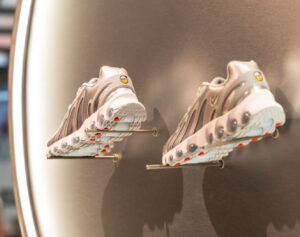 Immersive Nike Air Max DN8 store zone featuring interactive kinetic sculpture shaped like the number 8