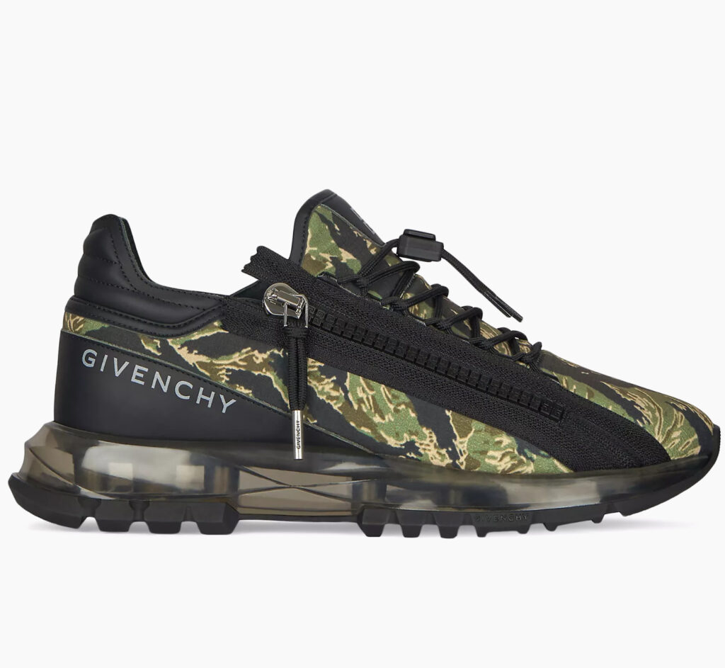 Givenchy Spectre Shoe in camouflage print with zip closure and mixed-material upper on a sculpted performance sole