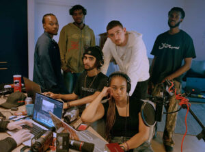 Inside the Balamii studio, artists gather for a Victory Lap Radio live cypher session in South London