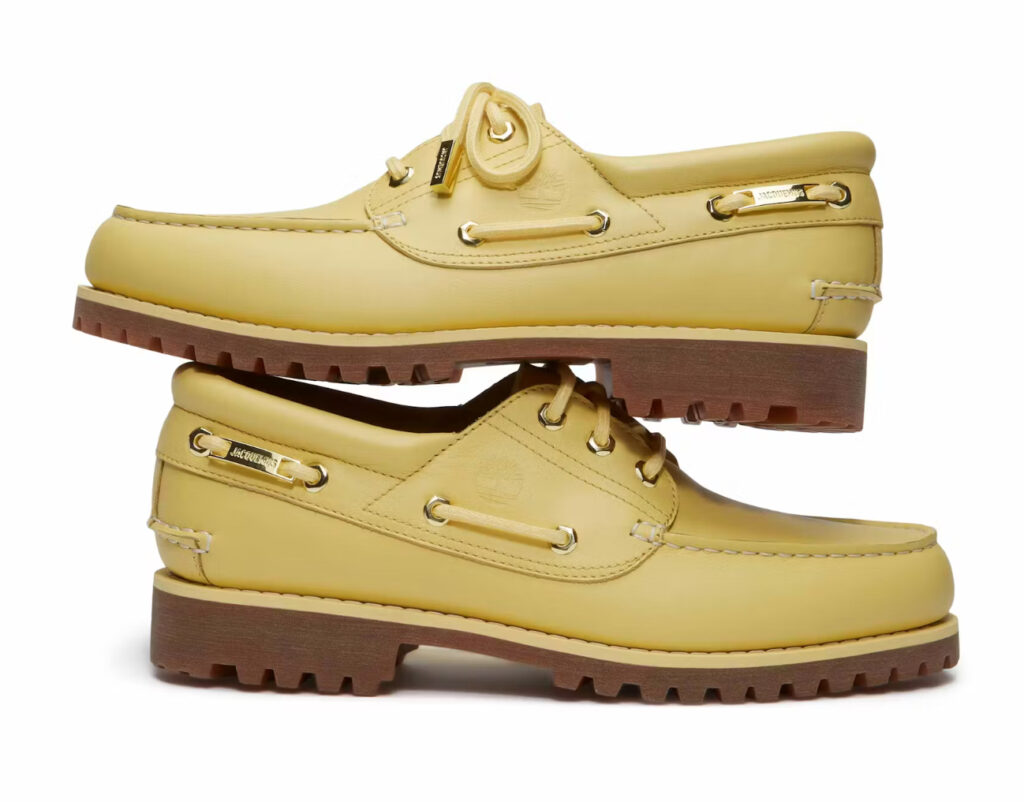 Jacquemus La Bateau shoe in cream leather with chunky sole, a sleek rework of Timberland’s 3-Eye Lug classic