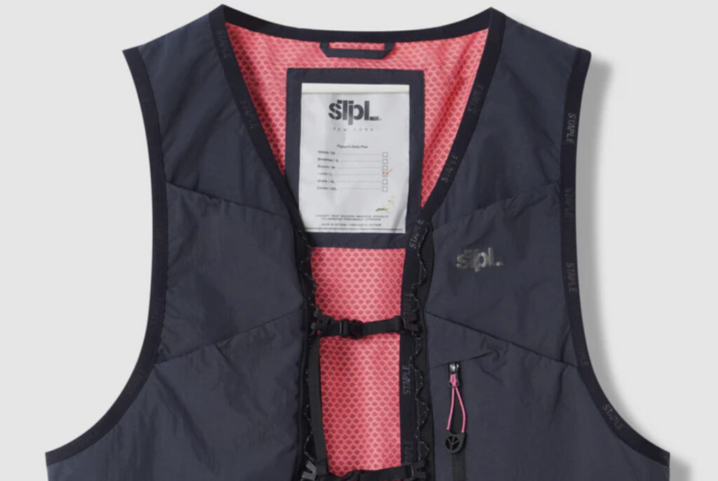 Mercury Trail Vest by Staple Pigeon, featuring multiple pockets, adjustable cords, and urban tactical styling on a male model