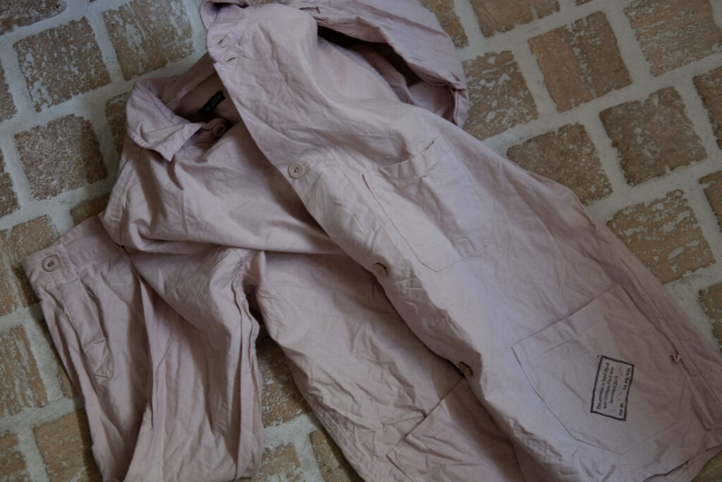 Frank Leder wine-dyed shirt in deep burgundy tones, showcasing unique color variation and natural cotton texture