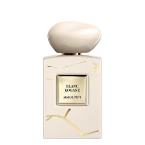 Armani/Privé Blanc Kogane perfume bottle with gold Kintsugi pattern and ivory lacquer finish
