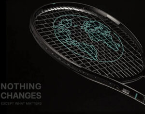 The HEAD Boom Raw tennis racket, featuring an exposed carbon fiber frame with no paint or coatings, released Earth Day 2025