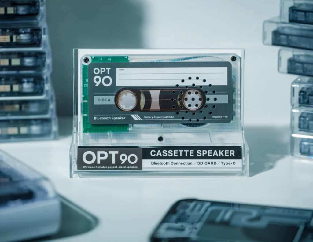 Side A Cassette Speaker designed to resemble a classic mixtape, featuring Bluetooth functionality and retro styling cues