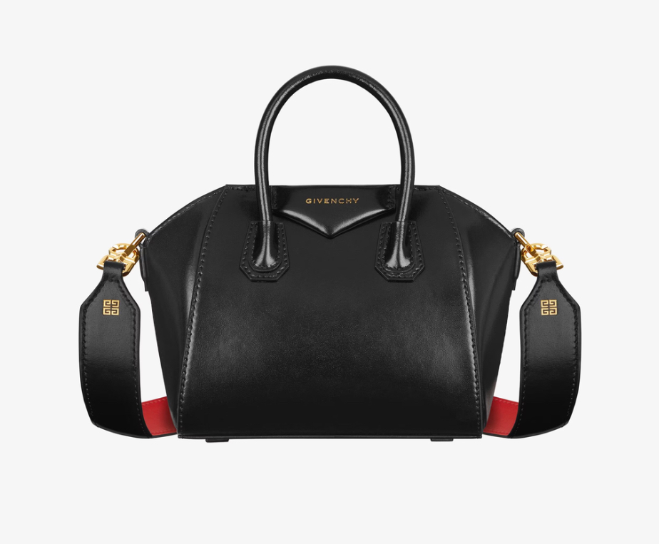 Givenchy Antigona Toy Bag in smooth Box leather, featuring a structured trapezoid silhouette and polished minimalist finish
