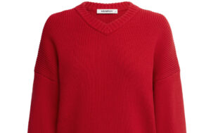 Venroy V-Neck Cotton Knit Sweater in vibrant color, showcasing lightweight texture and relaxed fit