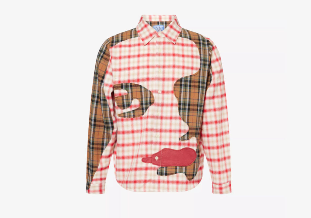 KidSuper Portrait Flannel-Blend Shirt featuring hand-stitched colorful faces on premium flannel for Spring/Summer 2025