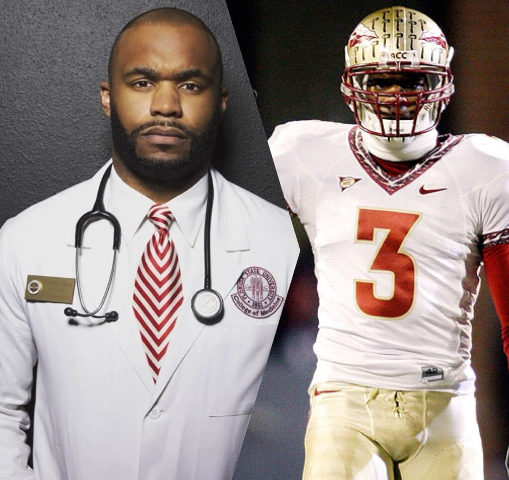 Myron Rolle, former NFL player and current neurosurgeon, exemplifying that it’s never too late to chase new dreams