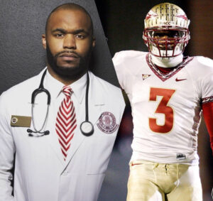 Myron Rolle, former NFL player and current neurosurgeon, exemplifying that it’s never too late to chase new dreams