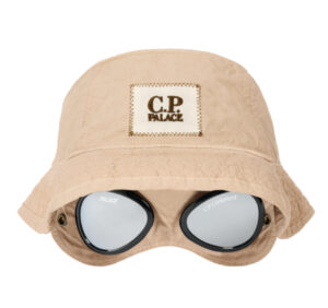 Palace and C.P. Company connective bucket hat in garment-dyed cotton with dual branding and utility-inspired detailing