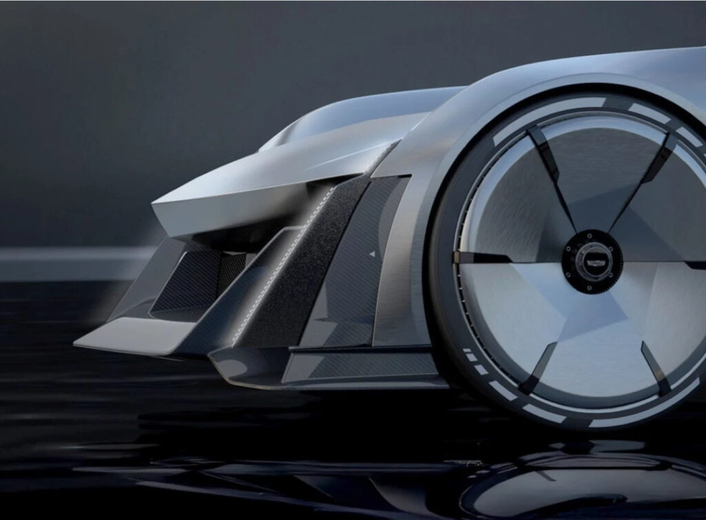 Cadillac Fuertiq concept car designed by Byungwoo Ryu, with angular black exterior and sleek futuristic silhouette