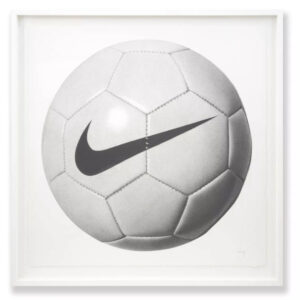 Hyperreal ink drawing of a Nike-branded basketball on white paper by artist CJ Hendry, dated 2014