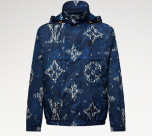 Louis Vuitton 1AHV29 windbreaker featuring tonal printed monogram pattern on lightweight nylon with minimalist construction