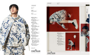 PH-1 models Stone Island’s Scan Camo Ripstop Jacket in muted urban setting, wearing the hooded garment with tonal layers