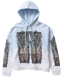 Ignatius Hoodie Pullover in faded wash, featuring original artwork and multi-placement graphics on French Terry fabric