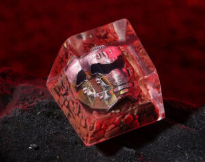 Custom DOOM The Dark Ages keycaps by Drop and NZ Caps, designed with medieval, resin-forged, demon-slaying aesthetics