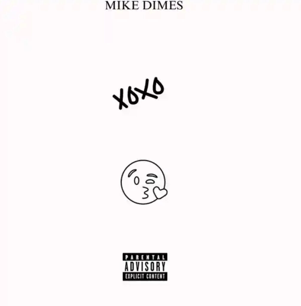 Cover art for Mike Dimes’ single “XOXO” featuring minimalist design with a winking emoji and handwritten title