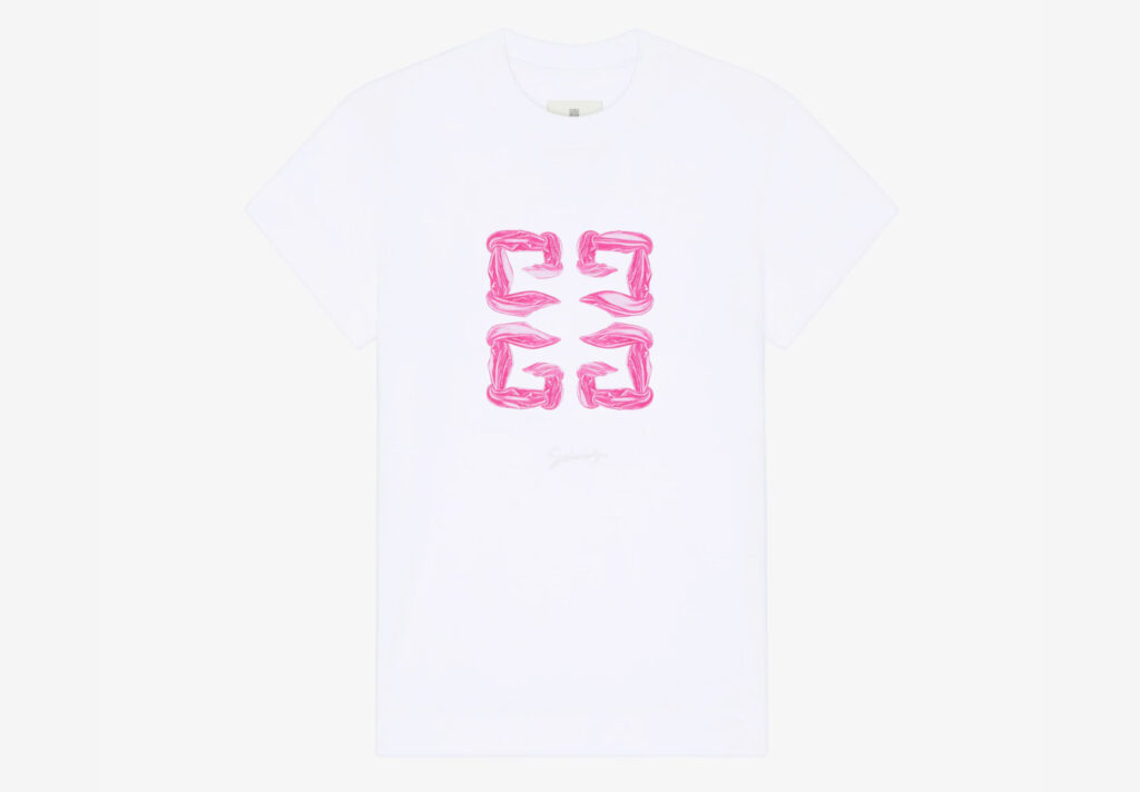 Close-up of the Givenchy 4G Slim Fit T-Shirt showing the embossed logo and tailored slim fit in premium cotton fabric