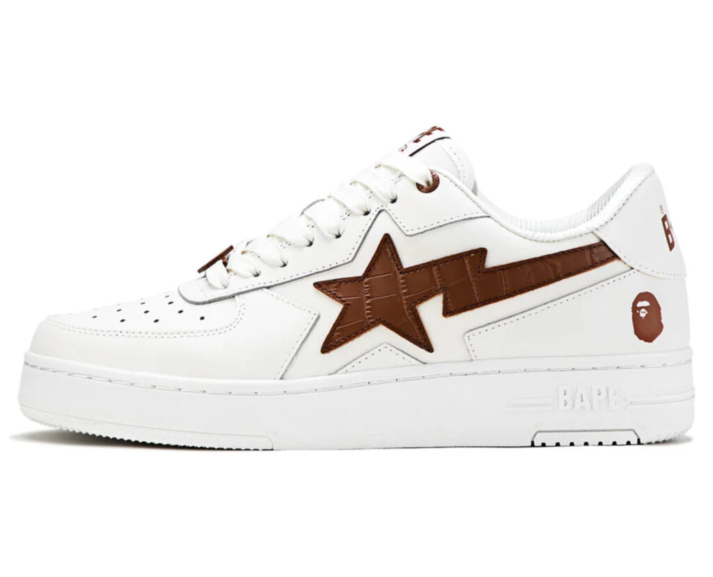 BAPE STA ICON #1 MENS Shoes in black and white full-grain leather with signature star logo and EVA sole