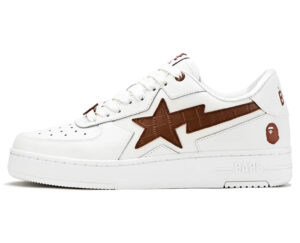 BAPE STA ICON #1 MENS Shoes in black and white full-grain leather with signature star logo and EVA sole