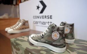 Converse x Carhartt WIP Chuck 70 Renew shoe made from upcycled workwear in earth-tone colorways