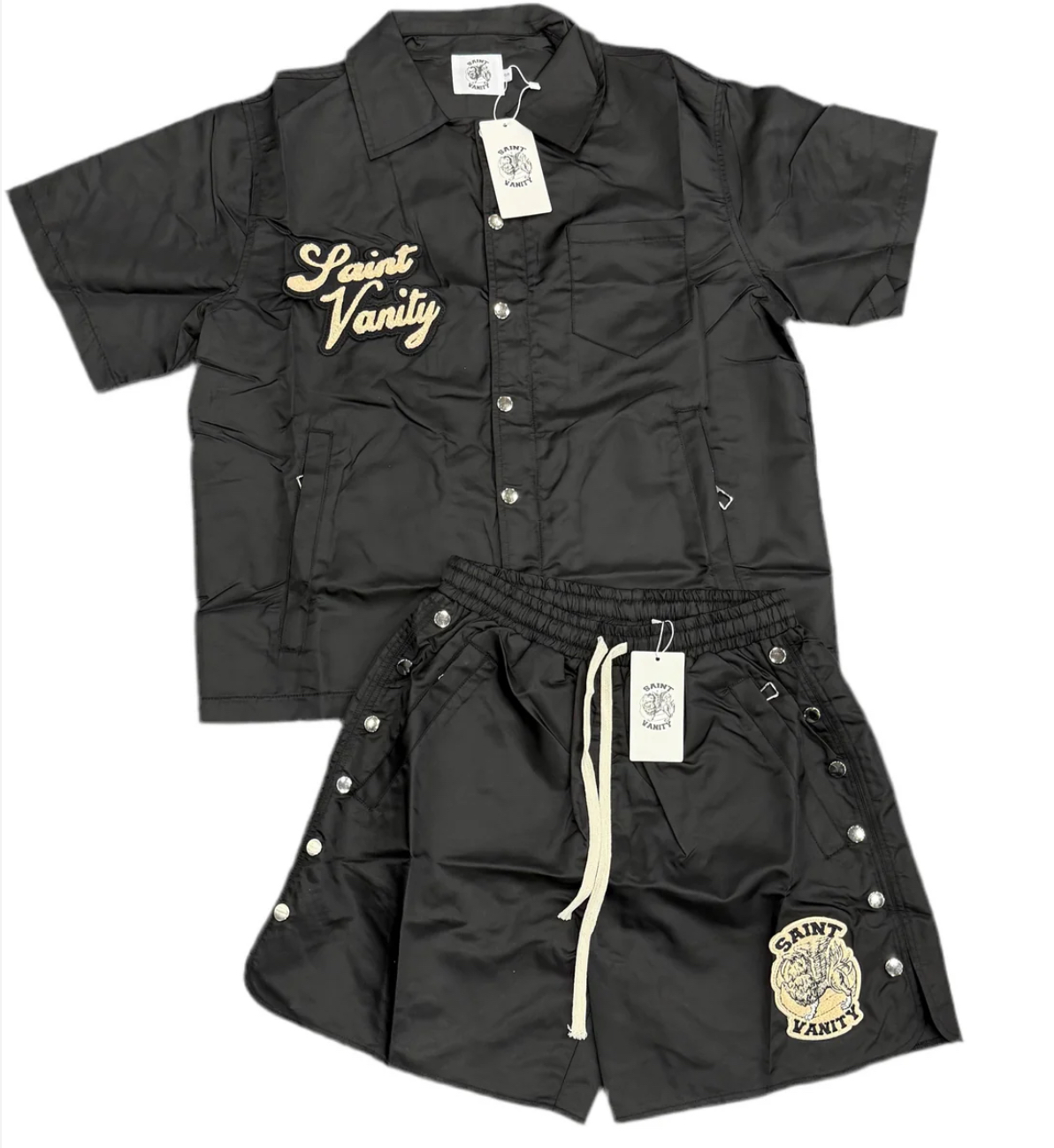 Saint Vanity Nylon Short Set Black: Vestments for the Postmodern Pilgrim
