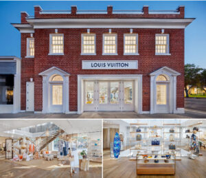 Louis Vuitton East Hampton boutique interior showcasing summer collection and architectural elegance