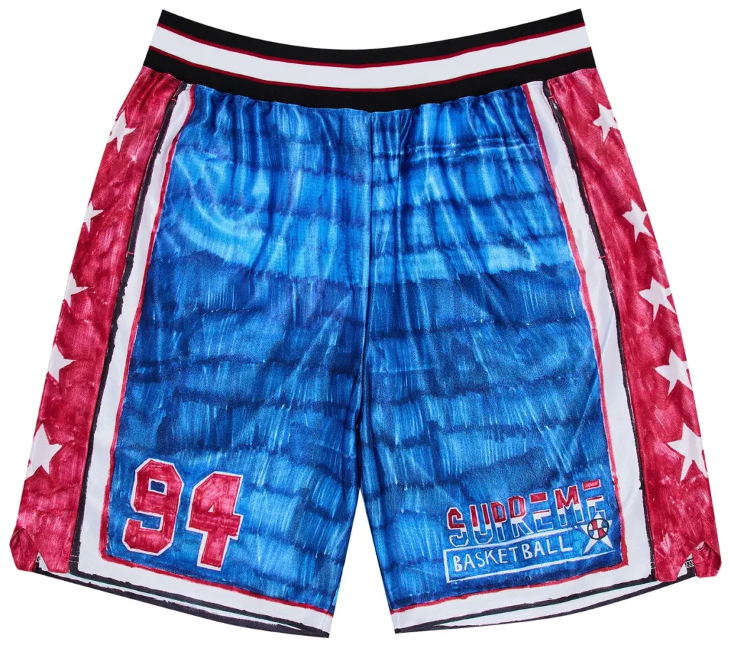 Supreme Marker Basketball Short in multicolor, featuring vibrant marker-style doodle print on lightweight mesh fabric